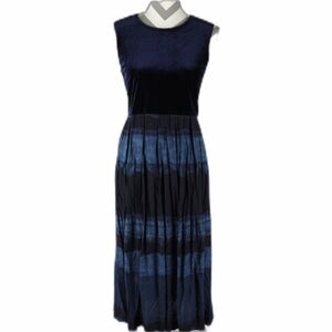 Vintage sz 6 navy velvet and tiedye dress new old